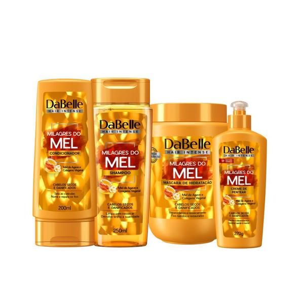 Imagem de  kit Dabelle Milagres do mel Shampoo Condicionador Creme de Pentear Máscara 1kg