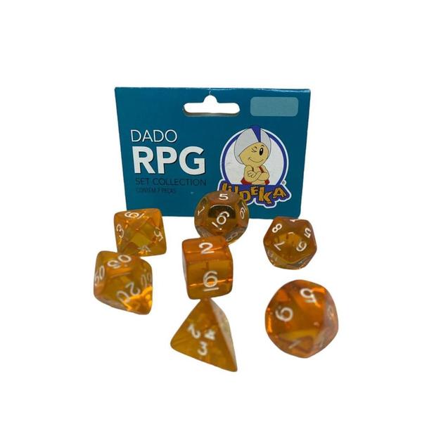 Imagem de Kit Dados RPG - C/7 Unidades Cor Laranja - Ludens Spirit