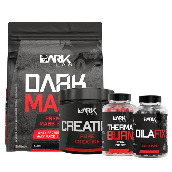 Imagem de Kit Dark Mass 3kg + Creatina 150g + Dilafix 120 caps + Therma Burn 120 caps Dark Lab