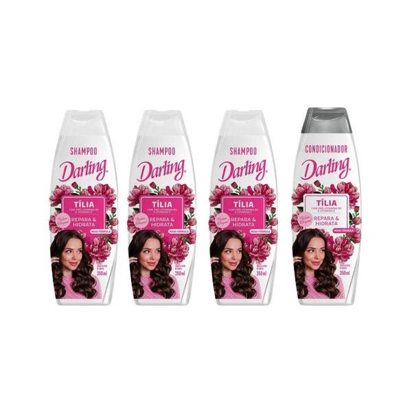 Imagem de Kit Darling Tilia 3 Shampoos 350Ml + 1 Condicionador 350Ml