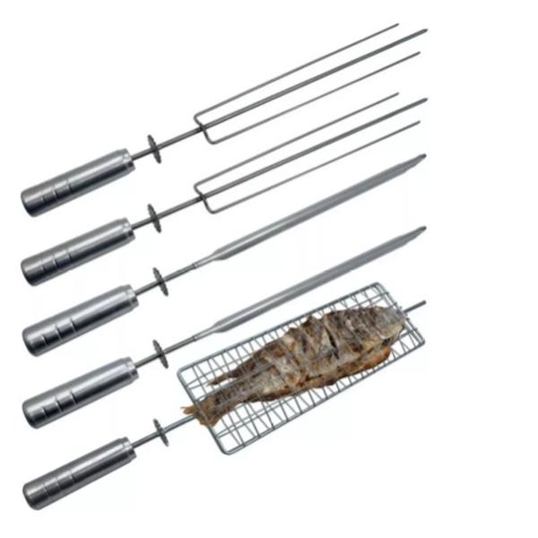 Kit De 1 Espeto Grelha 2 Espada 2 Tridente - Lider Grill Imagem de Kit De 1 Espeto Grelha 2 Espada 2 Tridente