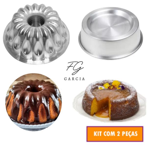 Imagem de Kit De 1 Forma Suíça Gota Para Bolo Bundt Bolo Nórdico Nordic Cake + 1 Forma Ballerine Redonda