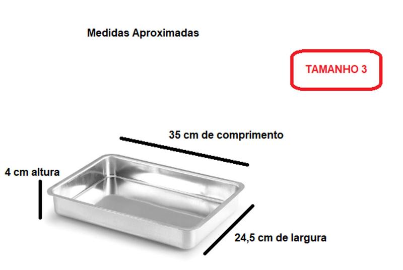 Imagem de Kit De 1 Jogo De Assadeira Retangular Padrão N. 1, 2 e 3 + 1 Forma Redonda Com Furo Alumínio IF 35