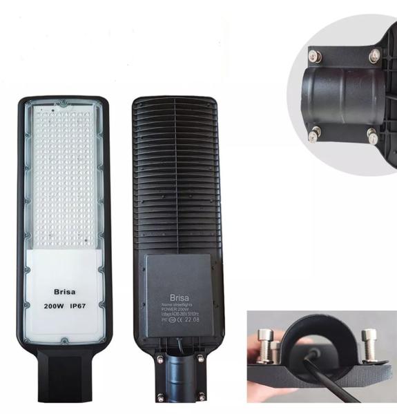 Imagem de Kit  De 10 Luminaria Publica Brisa 200w Led Smd Ip67 Branco Frio Bivolt Poste De Rua