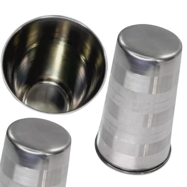 Imagem de Kit de 12 Copos de Aço Inox 250ml Ideais Para Drinks e Suco