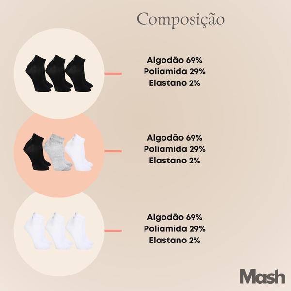 Imagem de Kit De 12 Par Meia Esportiva Cano Curto Soquete Mash Em Algodão Feminina E Masculina Unissex