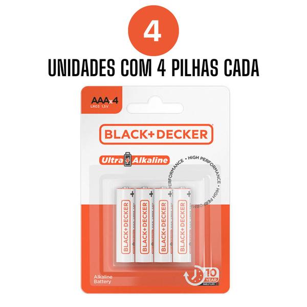 Imagem de Kit de 16 Pilhas Alcalina AAA Black + Decker 