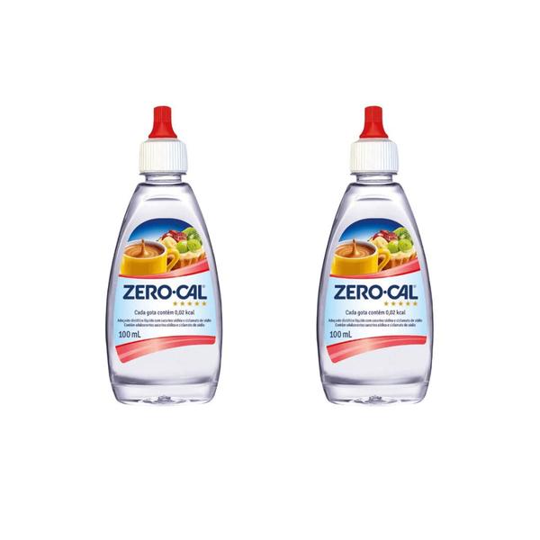 Kit de 2 Adoçantes Líquido 100 ml Zero-Cal Sacarina - Zero Cal Imagem de Kit de 2 Adoçantes Líquido 100 ml Zero-Cal Sacarina