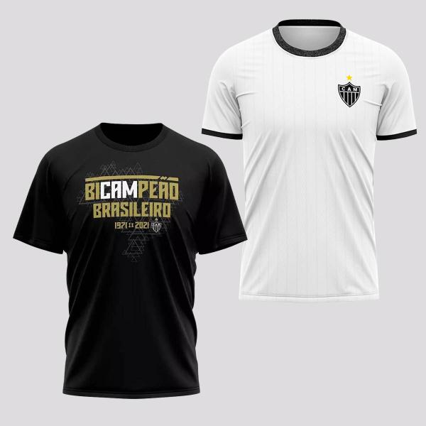 Imagem de Kit de 2 Camisas Atlético Mineiro Preta e Branca