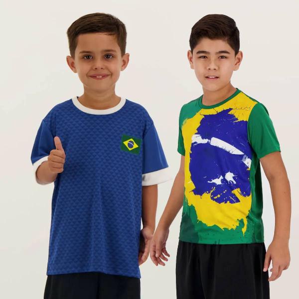 Imagem de Kit de 2 Camisas Brasil Azul e Verde Infantil