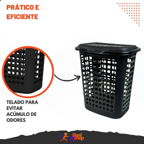 Imagem de Kit de 2 Cestos Preto Telado Retangular 60l e 30l Multiuso