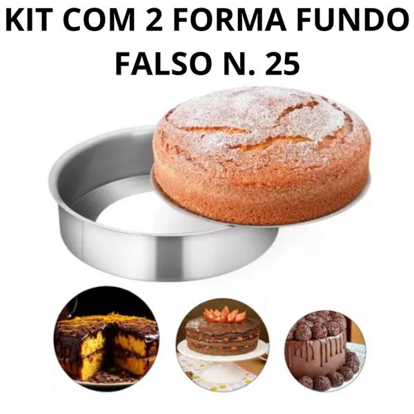 Imagem de Kit De 2 Forma Fundo Falso De 25 cm Alumínio Premium IF 35 Garcia Atacadista