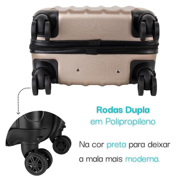 Imagem de Kit de 2 Malas (P) De Bordo Para viagem Rodas Dupla 360 E Cadeado Fibra 10kg