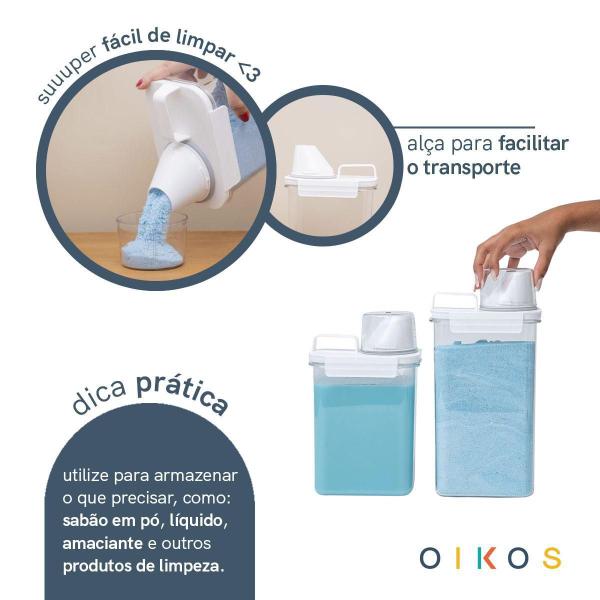 Imagem de Kit De 2 Porta Sabão Em Pó Com Copo Dosador E Travas - Oikos