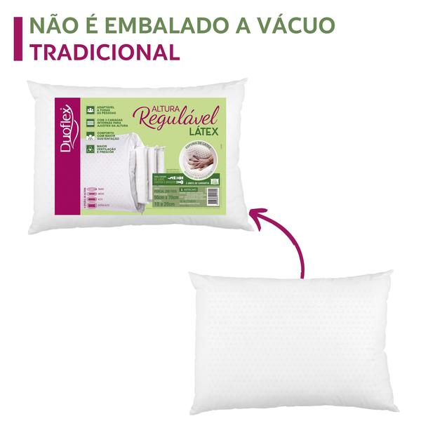 Kit de 2 Travesseiros Látex Regulável - até 20cm - Duoflex Imagem de Kit de 2 Travesseiros Látex Regulável - até 20cm