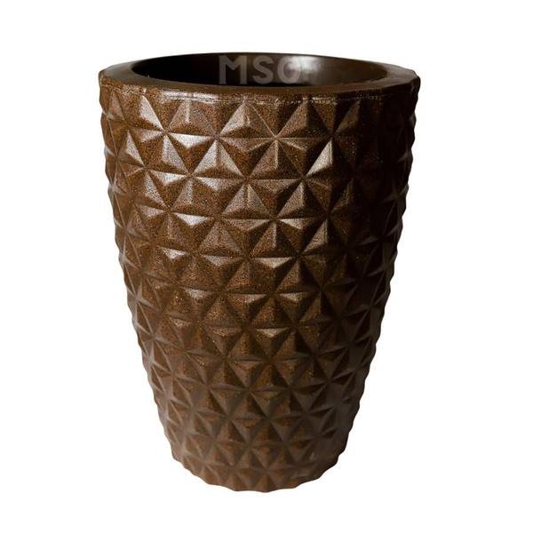 Kit de 2 vasos coluna redondo 3D diamante em polietileno para decoração de jardim e casa 40x31 - MS Paisagismo Imagem de Kit de 2 vasos coluna redondo 3D diamante em polietileno para decoração de jardim e casa 40x31