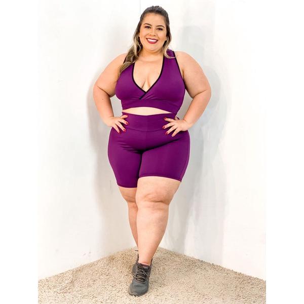 Imagem de Kit de 3 Conjuntos Short e Top Plus Size Roupa de Academia