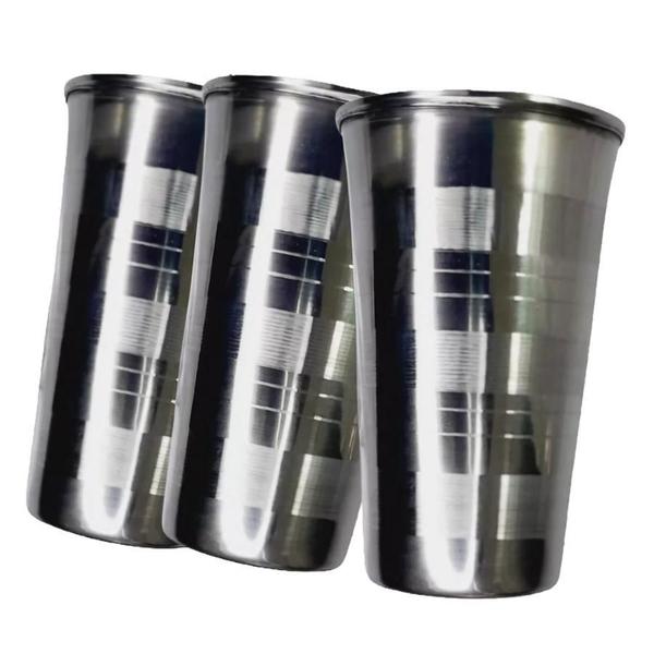 Imagem de Kit De 3 Copos De Aço Inox 250Ml Ideais Para Drinks E Suco