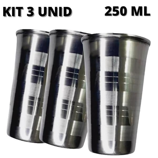 Imagem de Kit de 3 Copos em Inox Perfeitas Para Cerveja Gelada - 250ml