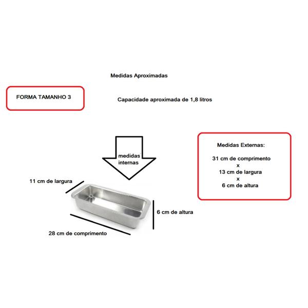 Imagem de Kit De 3 Forma De Pão Alumínio Premium Certificado IF 35 Tamanho 1, 2 e 3