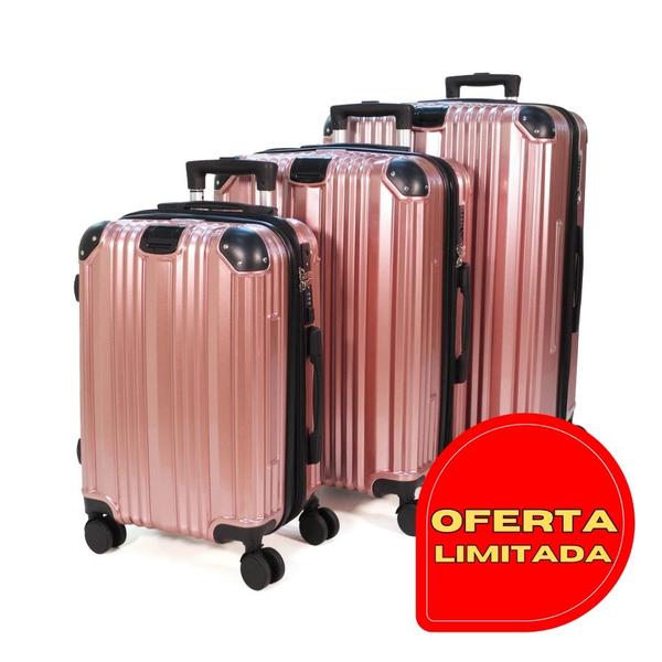 Imagem de Kit de 3 Malas de Viagem com Rodas Duplas 360º e Cadeado TSA - Linha Pacific 8857 Travel Pro