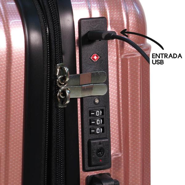 Imagem de Kit de 3 Malas de Viagem com Rodas Duplas 360º e Cadeado TSA - Linha Pacific 8857 Travel Pro