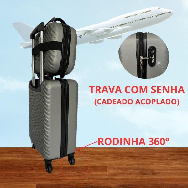 Imagem de Kit De 3 Malas De Viagem Rígida Roda 360 Trava Senha Cadeado