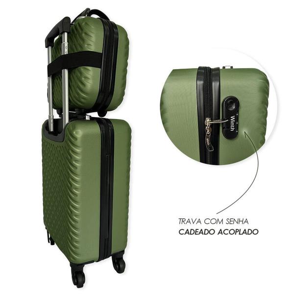 Imagem de Kit De 3 Malas De Viagem Verde Militar Malas com Rodinhas Giratórias Malas de Viagem Duráveis Malas de Viagem com Cadeado com Compartimentos Internos