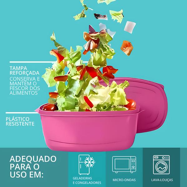 Imagem de Kit de 3 Potes Saladeira 3 Litros - Ideal para Freezer e Micro-ondas com Fechamento Hermético