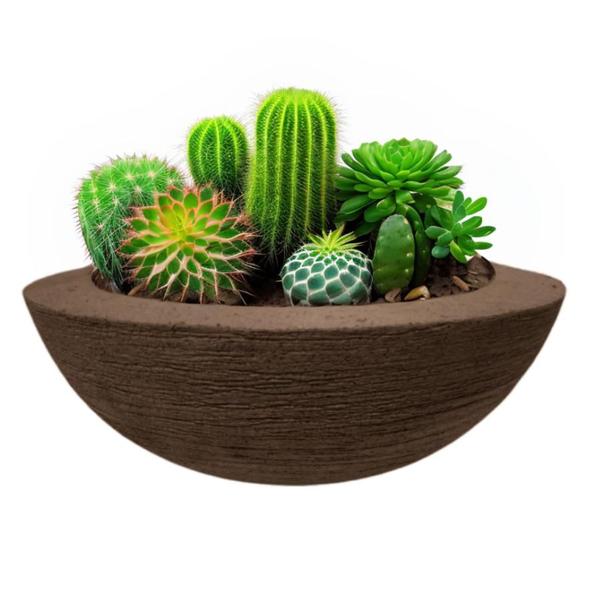 Imagem de Kit de 3 vasos bacia para planta grafiato de luxo em polietileno para decoração de jardim e casa 13x26