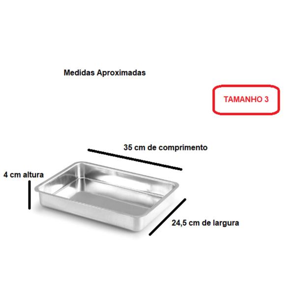 Imagem de Kit de 4 Assadeira Retangular + 1 Forma De Pão Tamanho 1 Alumínio Polido IF 35