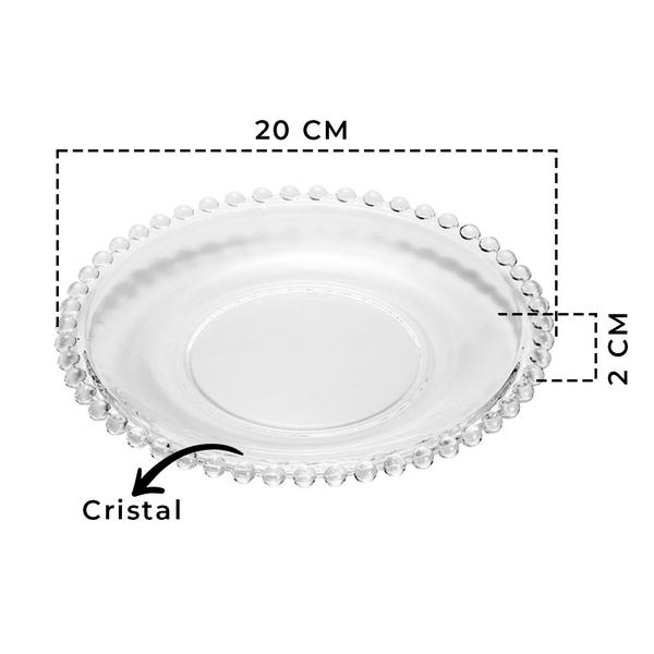 Imagem de Kit De 4 Bowls De Cristal Coração Pearl Com 4 Pratos De Sobremesa 20cm