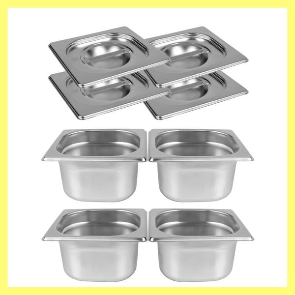 Imagem de Kit de 4 Cubas Gastronômicas Com Tampa Buffet Inox 1/6 100mm