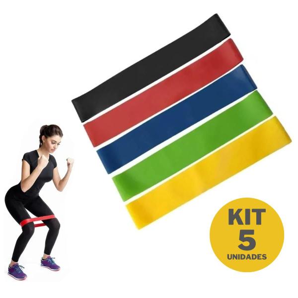 Kit de 5 Faixas Elásticas para Fisioterapia e Academia - F7 Variedades Imagem de Kit de 5 Faixas Elásticas para Fisioterapia e Academia