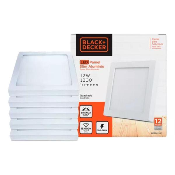 Imagem de Kit de 5 Painéis Eco LED Quadrado Black+Decker 3000K 12W