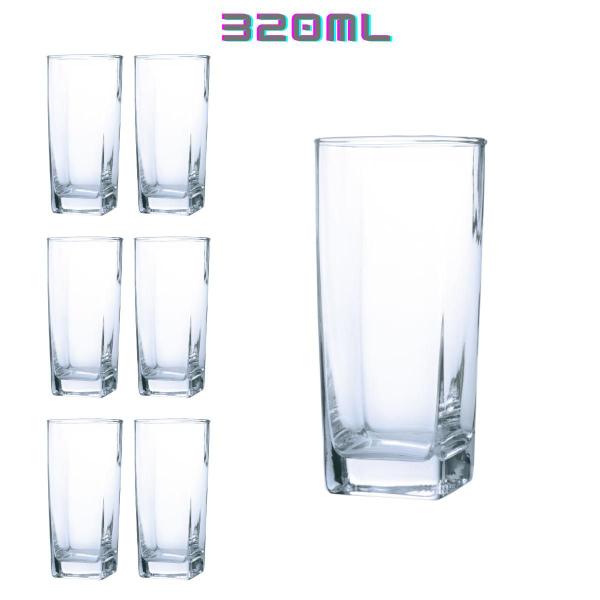 Imagem de Kit de 6 Copos Texas Quadrado 320ml Transparente Quadrado