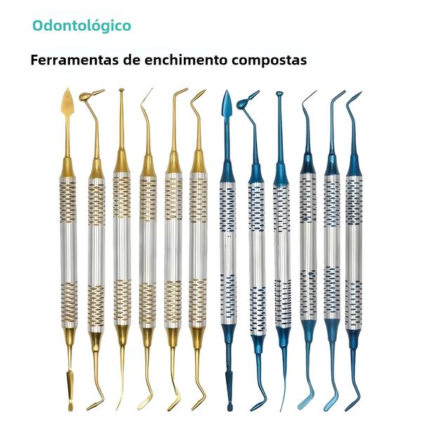 Imagem de Kit de 6 Espátulas Ortodônticas com Revestimento de Titânio - Alça Grossa