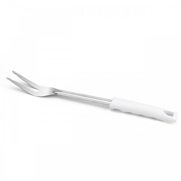 Imagem de Kit De 6 Garfos Trinchantes Inox Cabo Pp Branco 34cm