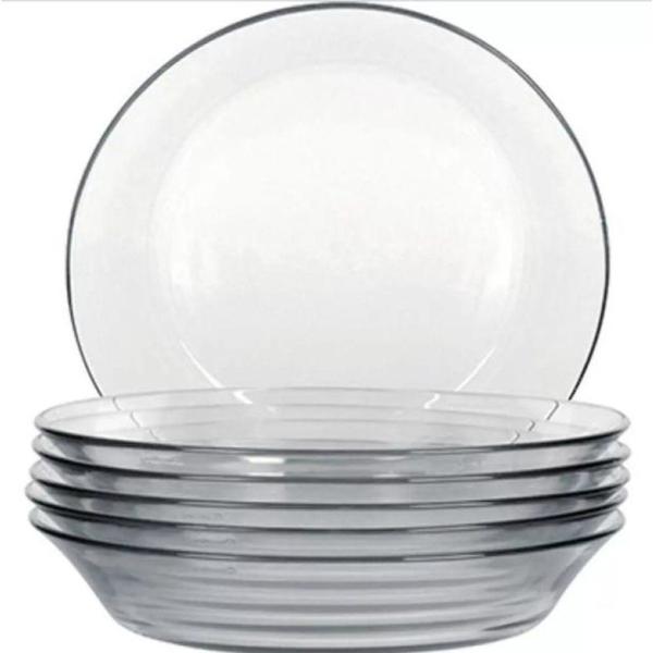 Kit de 6 pratos fundos transparente - Wheaton Imagem de Kit de 6 pratos fundos transparente