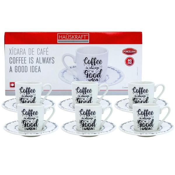 Imagem de Kit De 6 Xícaras 80ml P/ Café Expresso Coffee - 12 Unidades