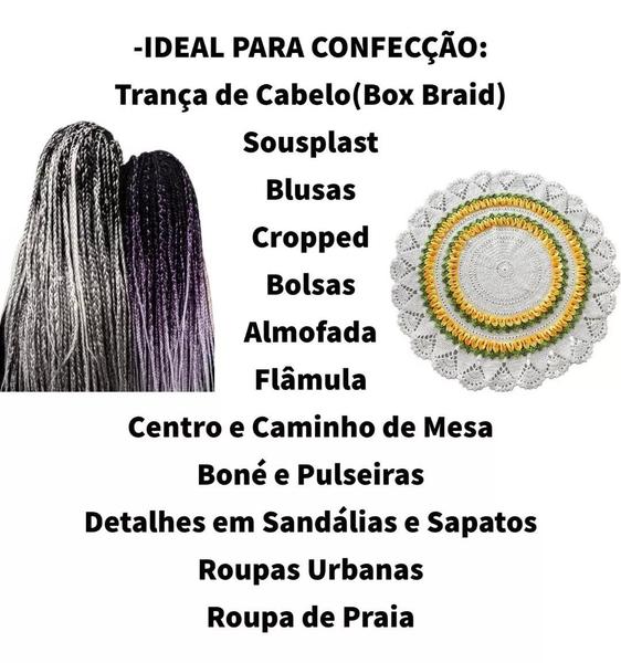 Imagem de Kit de 7 Princesinha Fina Preto Cone com 500 Metros Incomfio Linha para Nagô, Crochê e Tranças de Cabelo