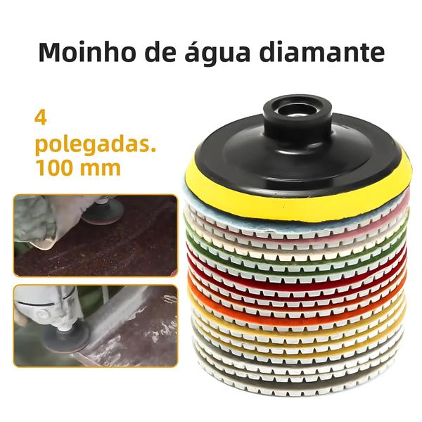 Imagem de Kit de 8 Almofadas de Polimento Diamante (4 Polegadas) para Granito, Mármore e Concreto - Uso Molhado