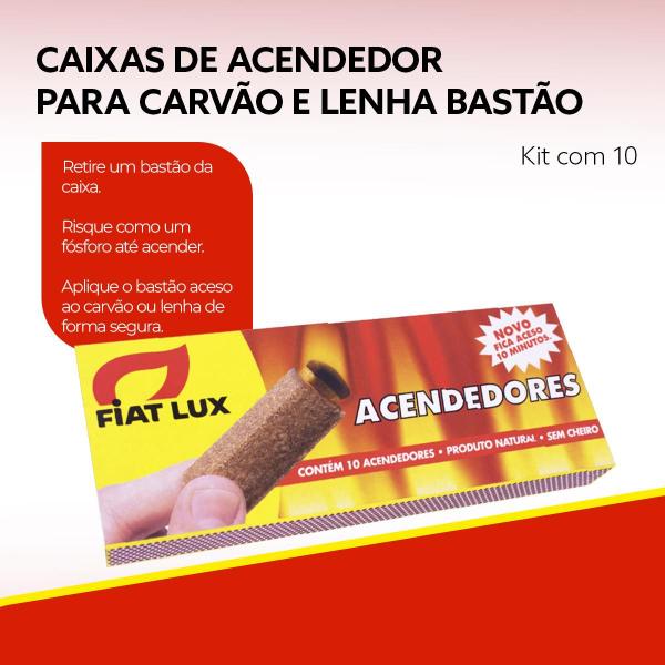 Imagem de Kit de Acendedores em Bastão com Fósforo para Carvão e Lenha Fiat Lux Caixa com 100 Unidades