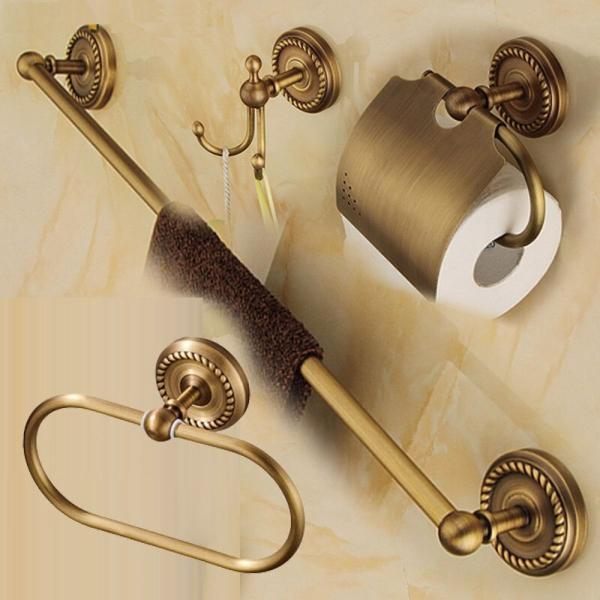 Imagem de Kit De Acessórios Banheiro Conjunto Bronze Luxo 4 Pçs