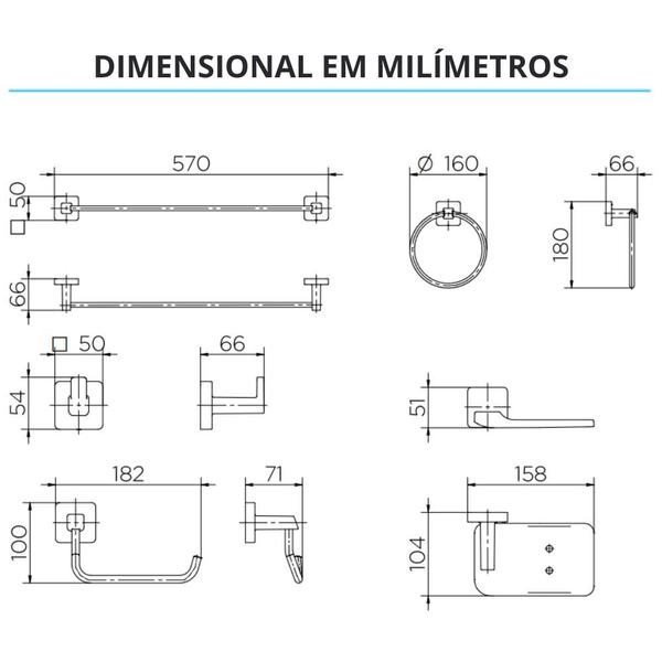 Imagem de Kit De Acessórios Com 5 Peças Trip Cromado Docol                        Ref: 00765606