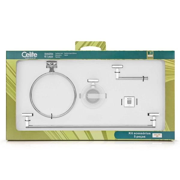 Kit de Acessórios com 5 Peças UP Celite Cromado Imagem de Kit de Acessórios com 5 Peças UP Celite Cromado