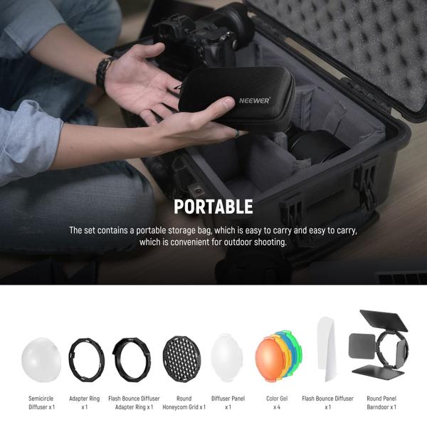 Kit de acessórios Flash Neewer Round Head para Z2 Z1 Speedlite Imagem de Kit de acessórios Flash Neewer Round Head para Z2 Z1 Speedlite