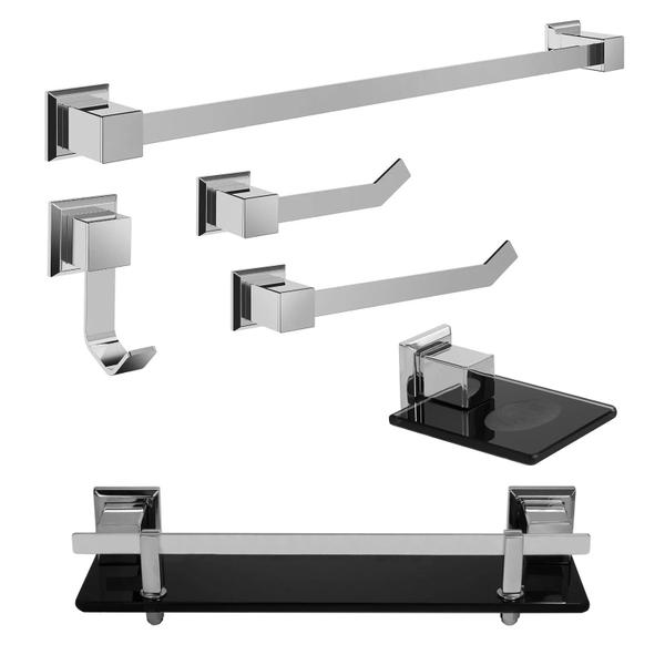 Kit de Acessórios para Banheiro 6 Peças Premium Pr4000 Ducon Metais Imagem de Kit de Acessórios para Banheiro 6 Peças Premium Pr4000 Ducon Metais