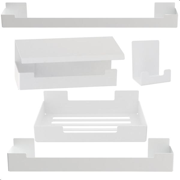 Imagem de Kit de Acessórios Para Banheiro Branco Com Adesivo 6 Pcs UN.ELG