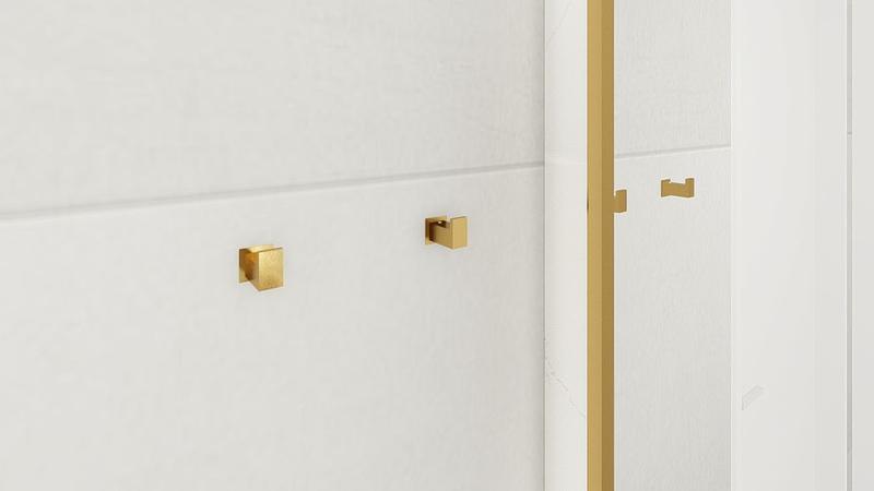 Imagem de Kit de Acessórios Para Banheiro com 4 Peças em Aço Inox Dourado Linha Larissa com toalheiro duplo  Stainless